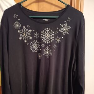 Classic Black Snowflake Long Sleeve Top